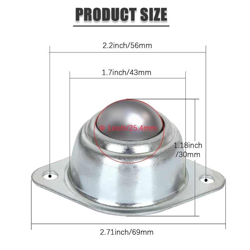 YDKOEDD 40PCS 1'' Carbon Steel Round Ball Transfer Unit, 360 Rotation Universal Ball Casters 400Lbs for Conveyor, Roller Stand, Transmission - Image 2
